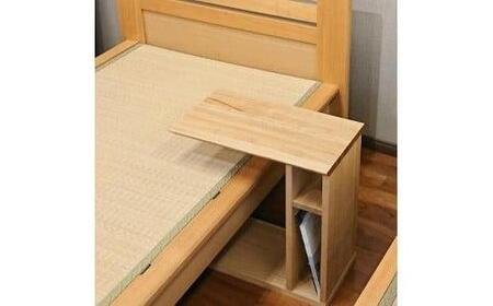 サイドテーブル　ナイトテーブル　棚付き　収納　寝室　タモ　大川家具
