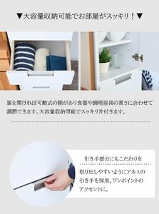 隙間収納 キッチン収納 食器棚 幅30cm コンパクト 扉収納 引き戸 引出し スリム 白 鏡面 大川 家具