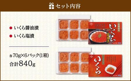 食べきりサイズのいくら醤油漬&塩漬セット（合計840g） | 北海道様似町