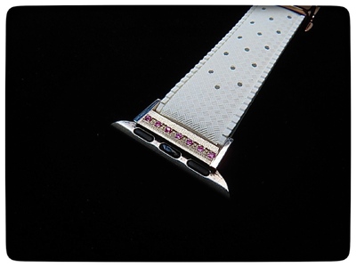 CN-007_Apple Watch専用シルバー925製チャーム_sevenstone(Pink Sapphire)&ラバーバンド