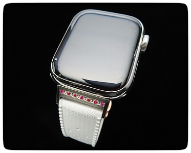 CN-008_Apple Watch専用シルバー925製チャーム_sevenstone(Ruby)&ラバーバンド