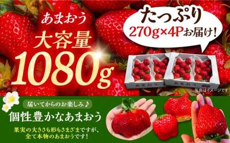 【先行予約】【2月-4月発送】農家直送 あまおう 1080g(270g以上×4P) 土耕栽培[VAB002] いちご あまおう 果物