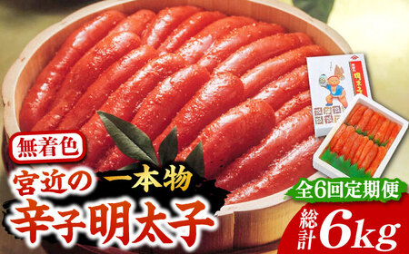 【全6回定期便】【化粧箱 包装紙付】宮近 の 無着色 辛子明太子 1kg (1本物)《豊前市》【株式会社マル五】 明太子 めんたい 明太 [VCL064]