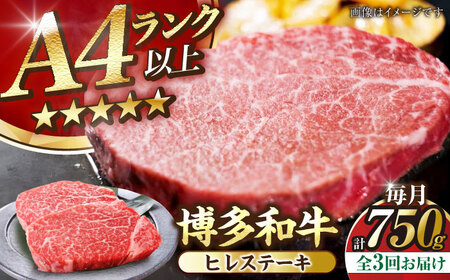 【全3回定期便】【A4〜A5ランク】博多和牛  ヒレ ステーキ 150g×５枚 (計750g) 《豊前市》【株式会社木村食品】 ヒレ肉 フィレ サーロイン [VDZ069]