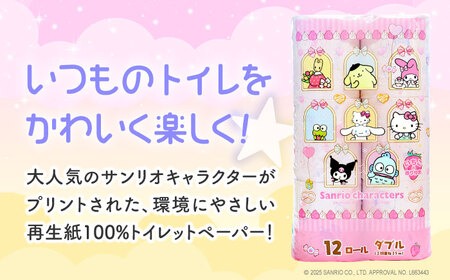 【北海道・沖縄・離島用】トイレットペーパー サンリオ キャラクターズ ダブル 25m 12ロール×8パック《豊前市》【大分製紙】キャラクタープリント [VAA095]