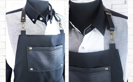 エプロン 黒生地 革風ポケットエプロン メンズ ギフト 衣類 キッチン ラブリーグレイス 