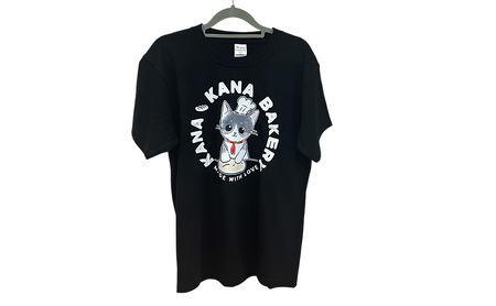 Tシャツ 猫の愛護活動を応援！黒Tシャツ「パン捏ねデザイン」 Lサイズ