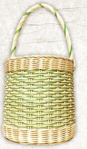 籐かご　バケツ型バスケット（寒色系）[カラーラタン彩都] 雑貨 日用品 福祉用品