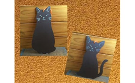 猫シルエット黒板４枚セット（黒）