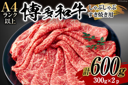 牛肉 【A4～A5】 博多和牛 サーロイン しゃぶしゃぶすき焼き用 300g×2p 計 600g [MEAT PLUS 福岡県 筑紫野市 21760755]