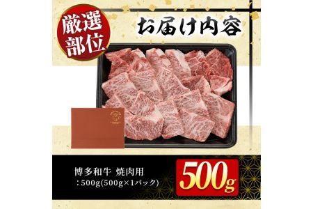 博多和牛焼肉用(500g)牛肉 黒毛和牛 国産 BBQ 化粧箱 贈答 ギフト プレゼント＜離島配送不可＞【ksg0287】【MEATPLUS】