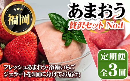 《先行予約受付中・数量限定》＜定期便・全3回(3月・5月・7月)＞2026年3月からお届け！あまおう贅沢セット No.1(あまおう：計約500g・冷凍いちご：1.5kg　ジェラート2種：計1L) 苺 定期便 ＜離島配送不可＞【ksg1256】【THE FARM_strawberry】