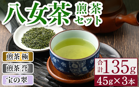 八女茶煎茶セット 極・ 誉・宝の翠(合計135g・45g×3本) 緑茶 せん茶 お茶 許斐本家 福岡 やめ【ksg1315】【くしだ企画】