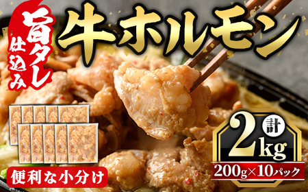 旨タレ仕込み牛ホルモン(200g×10パック・計2kg) 牛肉 牛 ホルモン 牛ホルモン もつ モツ 味付 おかず 味付けホルモン 小分け 個包装 ＜離島配送不可＞【ksg1642】【マルコ食品】