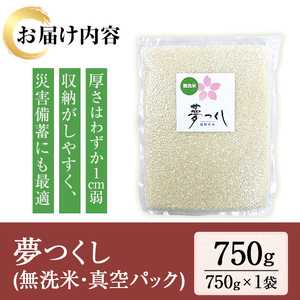 ＜ポスト投函・数量限定＞無洗米・真空パック「夢つくし」(750g) お米 おこめ 米 こめ コメ 白米 無洗米 福岡県産 夢つくし 真空 真空パック 750グラム 5合 ごはん ご飯 常温 常温保存 非常食 防災 災害備蓄 キャンプ アウトドア 【ksg1687】【朝ごはん本舗】