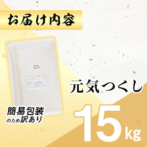 ＜訳あり・簡易包装＞＜数量限定＞元気つくし 精白米 (15kg)お米 米 精白米 訳あり 国産 福岡県産 ブランド米 15kg 数量限定 常温＜北海道・沖縄・離島配送不可＞【ksg1782】