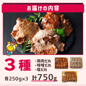 ロピア 味付け 牛タン 3種(合計750g・250g×3)  タン たん ＜離島配送不可＞【ksg1824】【ロピア】