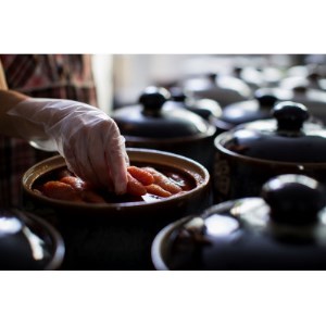 福ふく　だし仕込み壺漬け明太子(150g×2)小石原焼の壺入り2個セット_魚介・海産物 明太子  めんたいこ  装飾品・工芸品  陶器・漆器 _【配送不可地域：離島】【1026521】