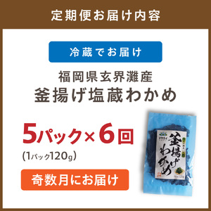 【定期便/年６回/奇数月お届け】釜揚げ塩蔵わかめ（120g×5パック）【マサエイ水産加工】_HB0097