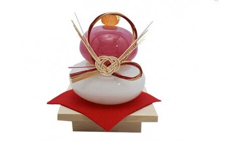 おめでたい紅白鏡餅(大)KM-N5【粋工房】_HA1187