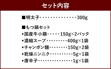 あごだし明太子 300g/もつ鍋セット(みそ味) 3~4人前 めんたいこ モツ 味噌