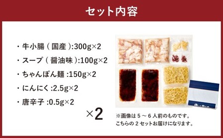 博多もつ鍋 やまや もつ鍋セット あごだし醤油味(5ー6人前)×2 もつ鍋 モツ鍋 モツ セット あごだし 醤油味 冷凍 国産