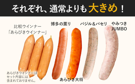 訳あり ソーセージ福袋 おかず 惣菜 ウインナー ソーセージ 5種セット 合計4.5kg 大容量 特盛 粗挽き 食べ比べ 冷凍 ストック おつまみ 博多の薫り やみつきJUMBO あらびき大将 バジル＆パセリポークウインナー ボロニア