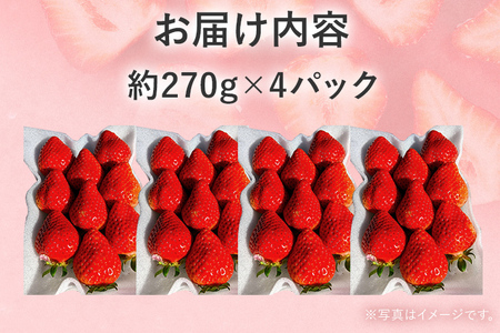 産地直送厳選あまおう 4パックセット（G,2L,2A規格以上）【数量限定】いちご フルーツ 果物 あまおう 約270g×4パック 福岡 苺 イチゴ 【発送時期2026年1月上旬～2026年月4月上旬】