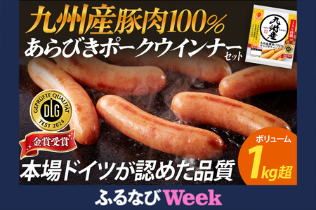 ボリューム1.056kg 九州産豚肉100％あらびきポークウインナーセット 6パック あらびき ポークウインナー 九州産 五島灘の塩 天然羊腸 ジューシー ドイツ 金賞 福岡県 福岡 九州 グルメ お取り寄せ