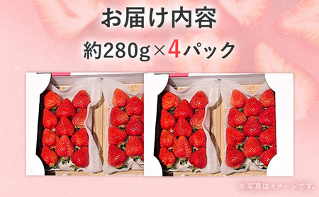 【2026年2月上旬より順次発送】 あまおうDX 約280g×4パック いちご 苺 フルーツ 果物 くだもの 福岡県 福岡 九州 グルメ お取り寄せ