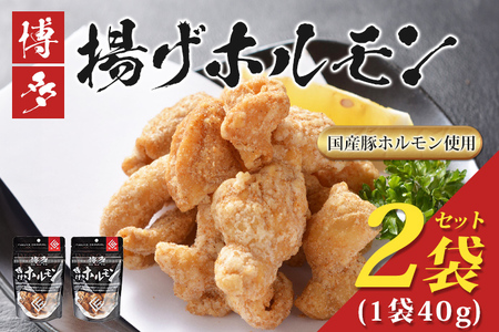 博多揚げホルモン(2袋セット) ホルモン 国産豚 唐揚げ おつまみ 送料無料 メール便（ポスト投函）