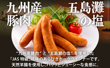 九州産豚肉100％あらびきポークウインナーセット ボリューム 1.6kg 4パック あらびき ポークウインナー 九州産 五島灘の塩 天然羊腸 ジューシー ドイツ 金賞 福岡県 福岡 九州 グルメ お取り寄せ