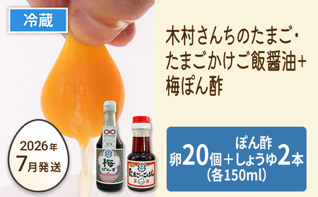 木村さんちのたまご後期定期便 6回発送（初回のみ醤油付き・たまご20個 M～L）20個×6回 合計120個 定期便 6ヶ月 卵 赤玉 送料無料 【2026年7月～12月の計6回お届け】