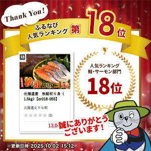 【ふるなびWEEK対象】北海道産　秋鮭切り身（1.5kg）【er018-055-w】FN-Limited-PR 鮭 さけ サケ シャケ しゃけ 秋 旬 焼き魚 焼魚 ムニエル 魚 魚介類 魚介 海鮮 海の幸 海産物 切身 切り身 北海道 えりも町