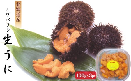 北海道日高・えりも産 塩水エゾバフンウニ100g×3パック