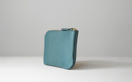 ヌメ革のミニジップウォレット　ブルーグリーン【affordance】[F4570]