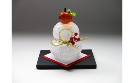 マルティグラス ガラス置物 雪っこ＆鏡餅っこＳＥＧ-009[Ａ2112