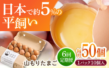 【6ヶ月定期便】平飼い 山もりたまご 50個 安心安全 おいしさに感動 たまご 卵 高級卵 平飼い 安心安全 飼料にこだわり 成長剤 ホルモン剤 添加物不使用 6回定期便