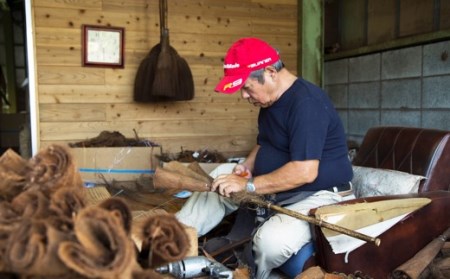 キ乃シタ 本棕櫚箒まごころ半柄 （半柄約88cm） ／ 箒 ほうき 棕櫚箒 ホンシュロホーキ うきは市