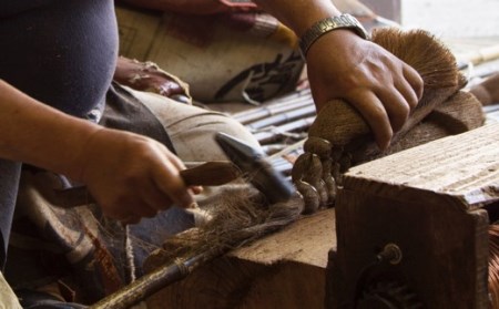 キ乃シタ 本棕櫚箒まごころ半柄 （半柄約88cm） ／ 箒 ほうき 棕櫚箒 ホンシュロホーキ うきは市