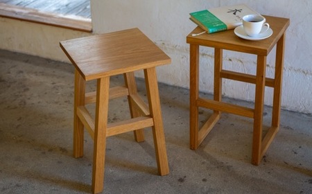 P742-02 Design Labo i 木製スツール 「コーヒーテーブルとしても」 (オーク)