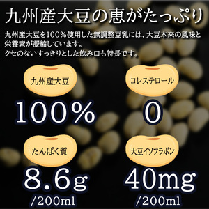 【3ヶ月連続定期便】〈ふくれん〉　九州産大豆100％　成分無調整　豆乳　1000ml×6本　[M684-3T]　飲料　イソフラボン　ソイ　健康　たんぱく質