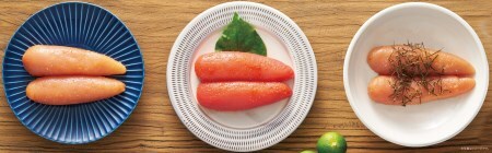 M271〈山口油屋福太郎〉めんたい三昧500g(中辛200g・昆布150g・ゆず150gセット)