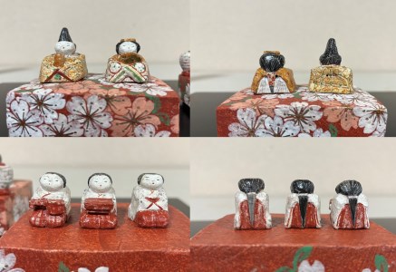 Ｍ４５８〈石原祥窯〉陶器でできたひな人形セット