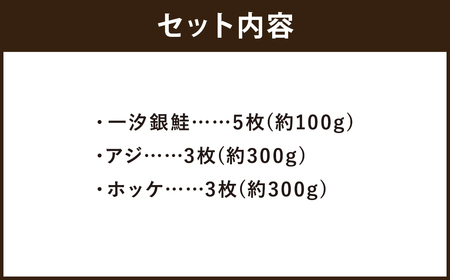 海なし市 嘉麻の海鮮セット(一汐銀鮭、アジの開き、ホッケ)約2.4kg ホッケ アジ 鮭 さけ 海鮮 セット