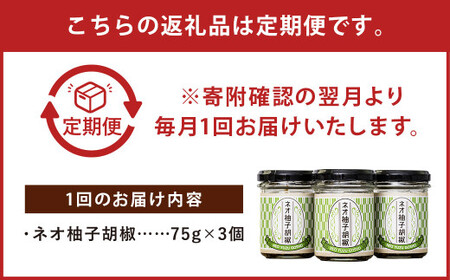 【 6回 定期便 】ネオ柚子胡椒 3個セット 柚子胡椒 ゆず胡椒 柚子こしょう ゆずこしょう 柚子 ゆず 胡椒 こしょう 調味料