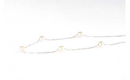 WG(K18) あこや真珠 ステーションネックレス (40㎝) 真珠サイズ5.5mm 真珠 ネックレス アクセサリー 装飾品 福岡県 嘉麻市