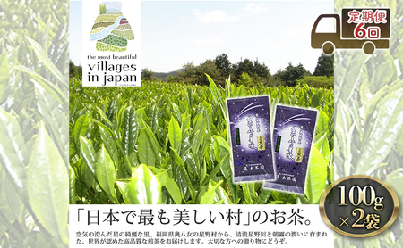 定期便 6ヶ月 お茶 煎茶 八女茶 100g×2袋 奥八女 星野村 深蒸し 高級