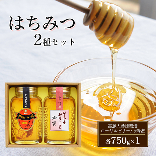 はちみつ セット 2種 高麗人参蜂蜜漬・ローヤルゼリー入り蜂蜜 各750g×1 ハチミツ 蜂蜜 健康 KS-60