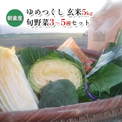 米 5kg 季節野菜 セット 玄米 ゆめつくし お米 詰合せ 福岡県産
